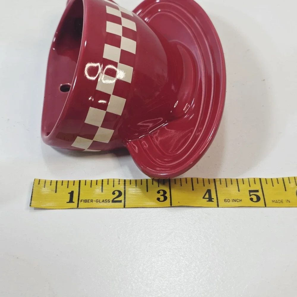 Vtg THT Red Ceramic Coffee Cup Wall Hanging Pocket Planter Vase Retro Decor 2003